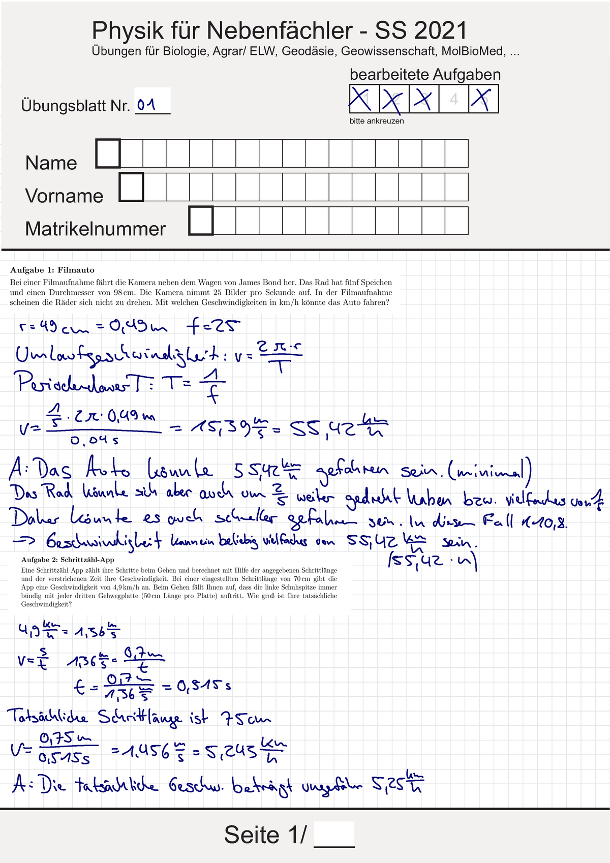 Physik Tutorium Übung01 Lösungen Zu Aufgaben - Physik Für Nebenfächler ...