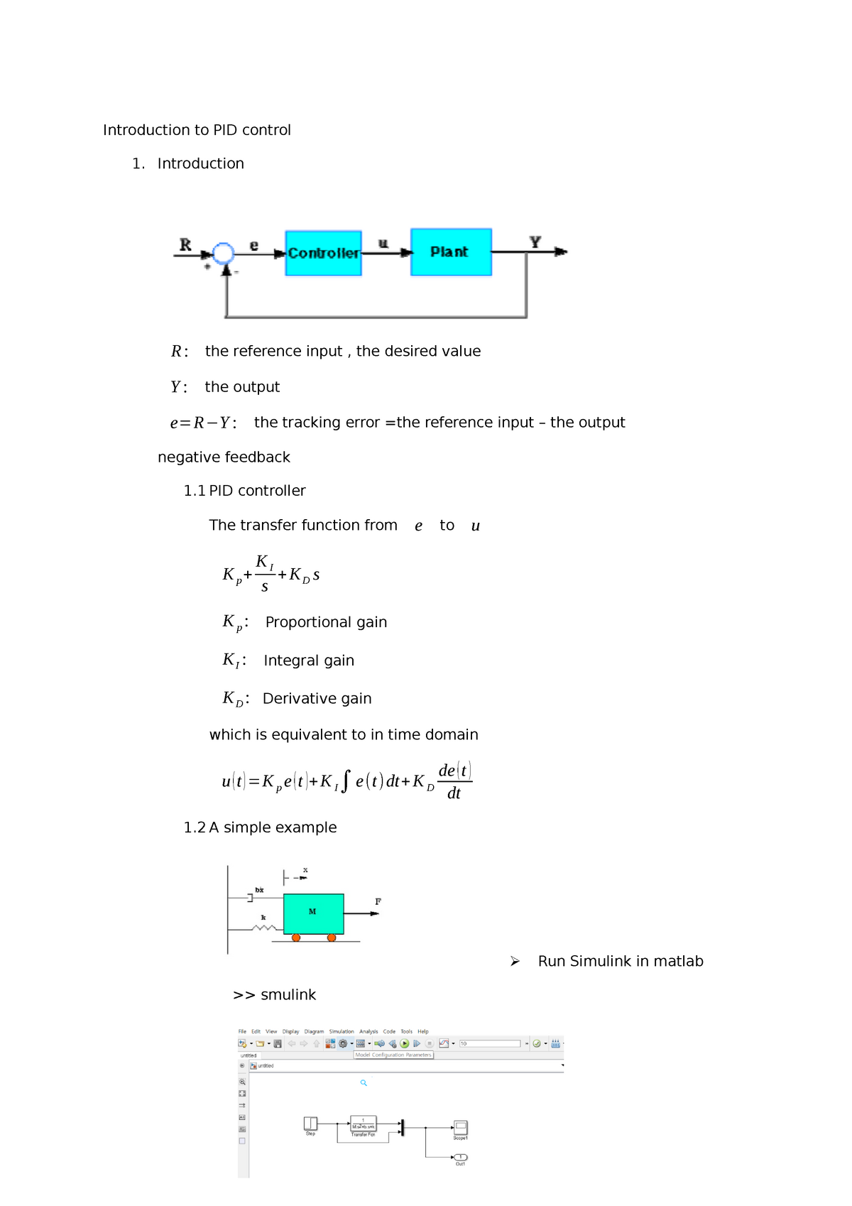 Week 4 PID - Best - Introduction To PID Control Introduction R: The ...