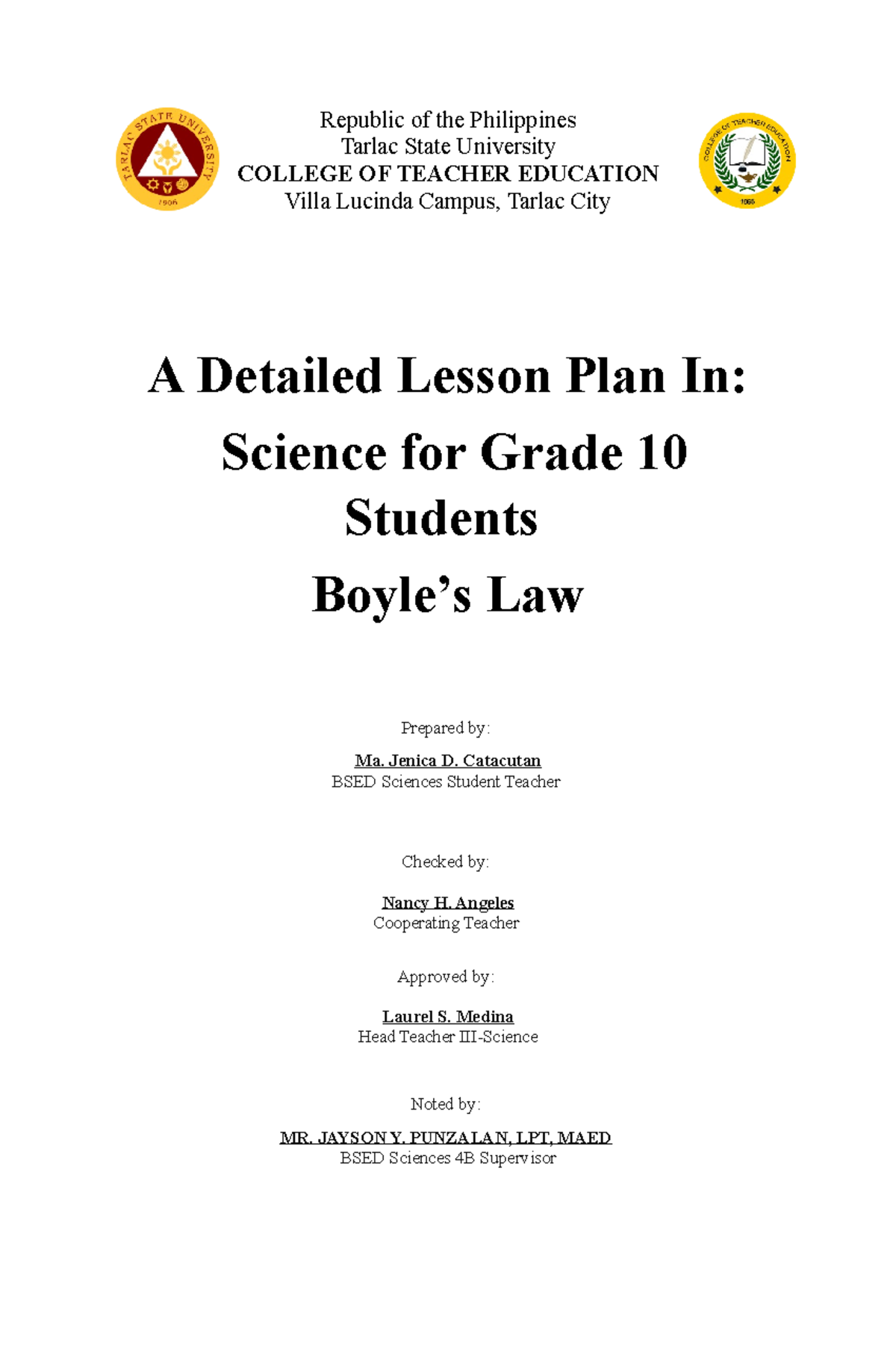 Final-DLP-Boyles Law Demo - Republic of the Philippines Tarlac State ...
