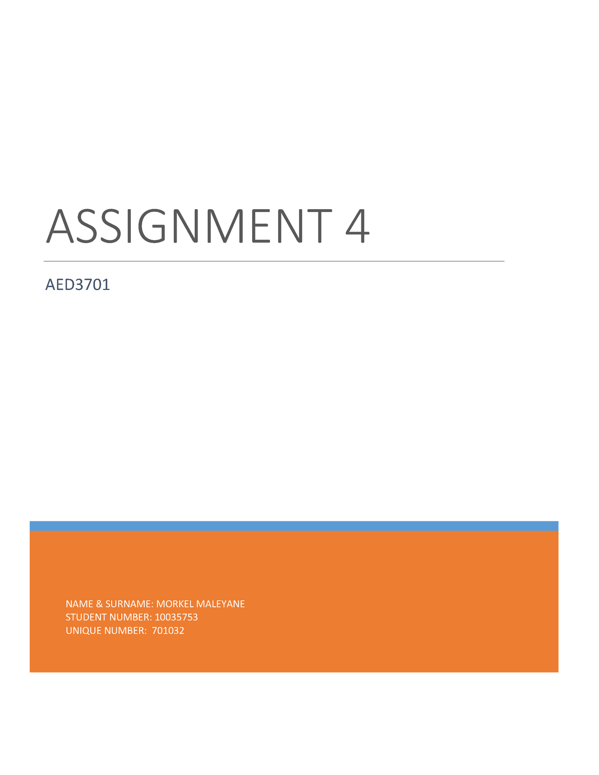aed3701 assignment 4 answers