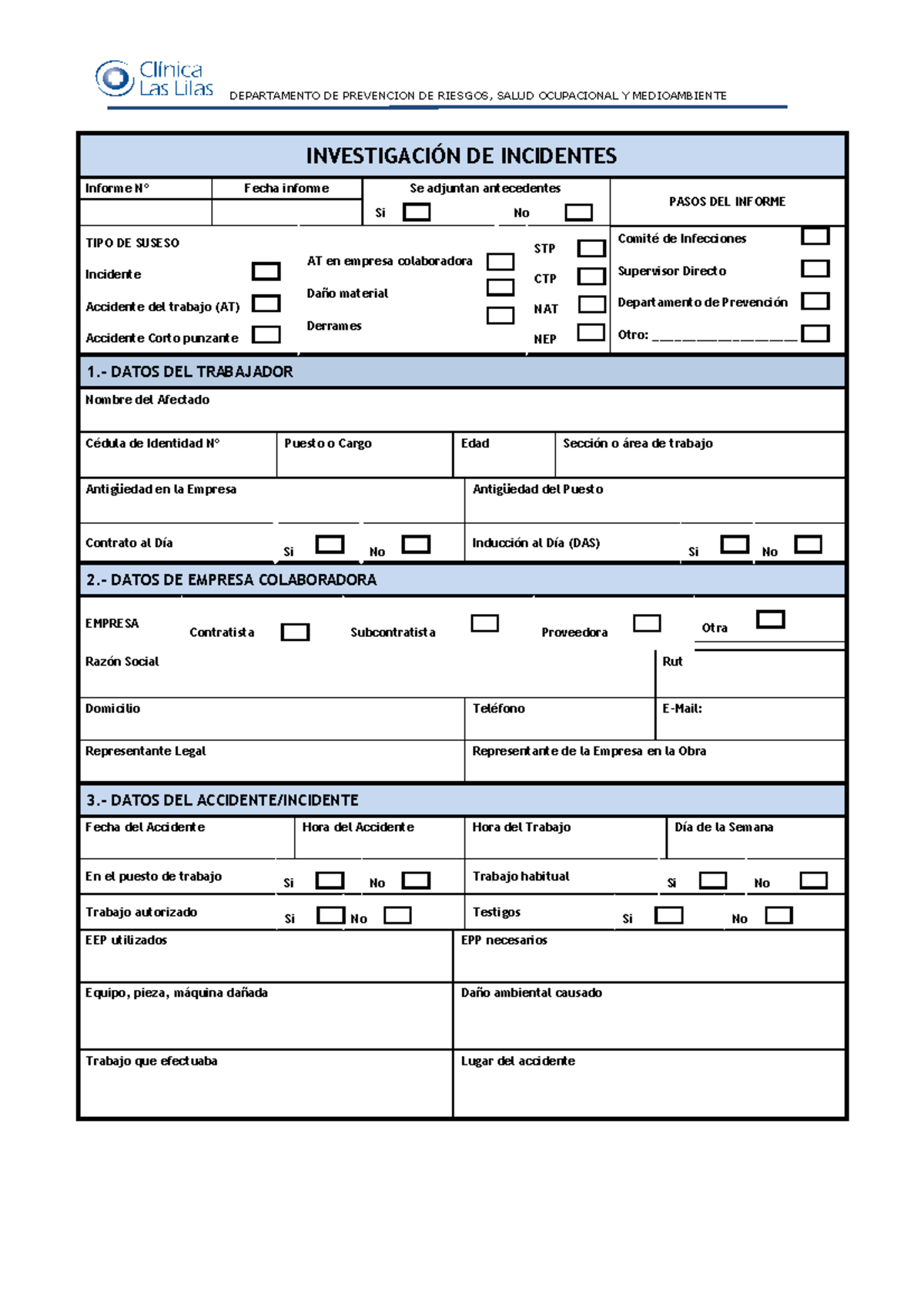 Formato Investigacion De Accidentes Investigaci N De Incidentes Informe N Fecha Informe Se