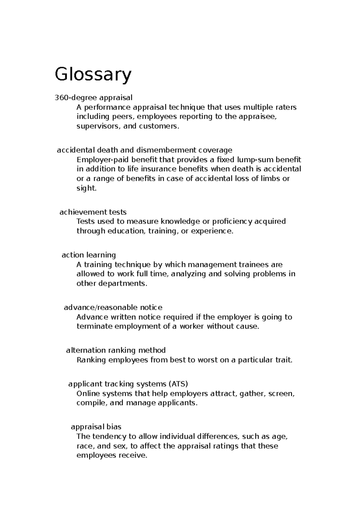 HRM Glossary - Glossary 360-degree Appraisal A Performance Appraisal ...