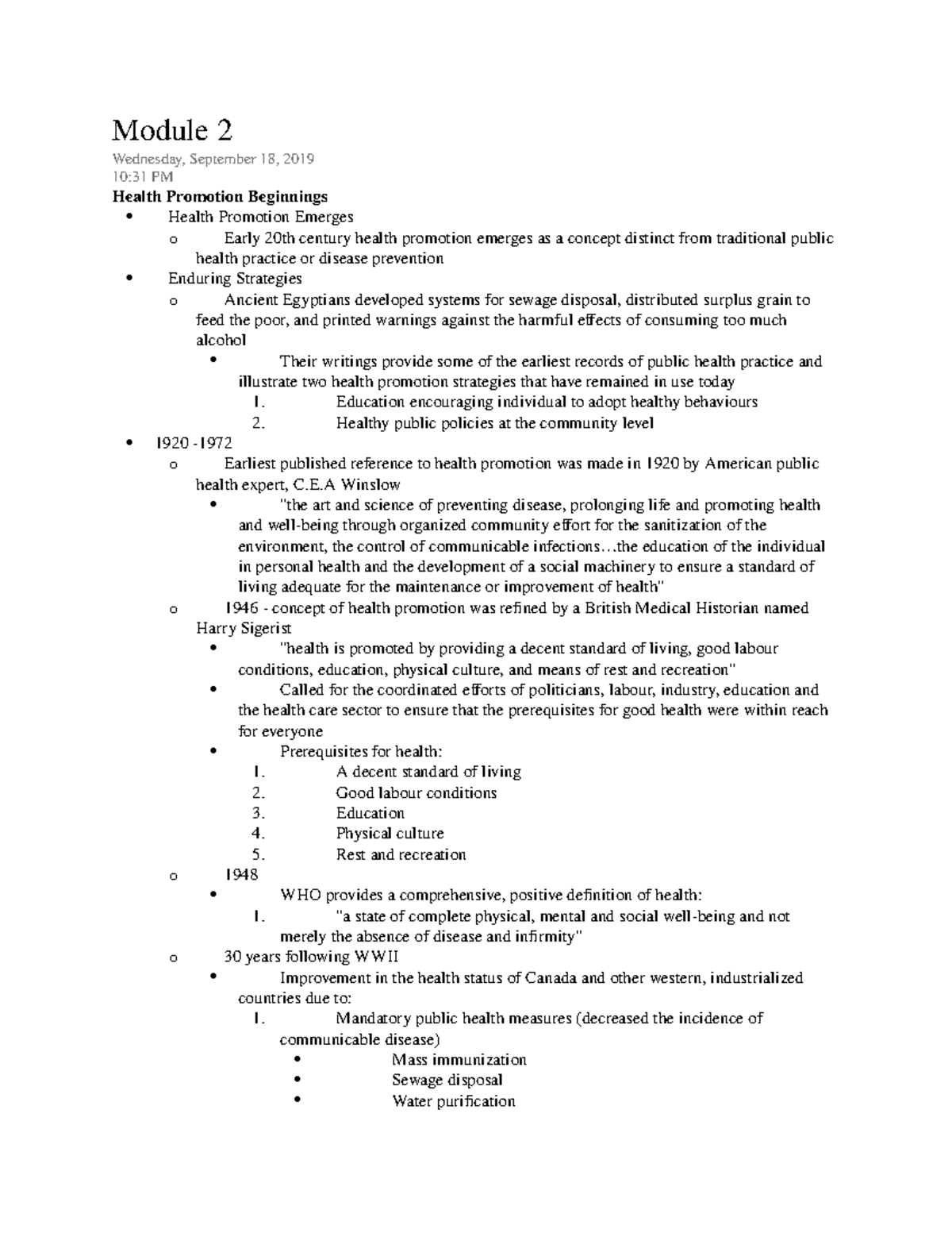 Module 2 - Module 2 Wednesday, September 18, 2019 10:31 PM Health ...