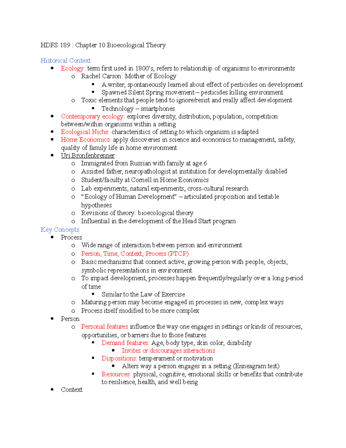 Theories of Human Development Chp 10 Notes - HDFS 189 : Chapter 10 ...