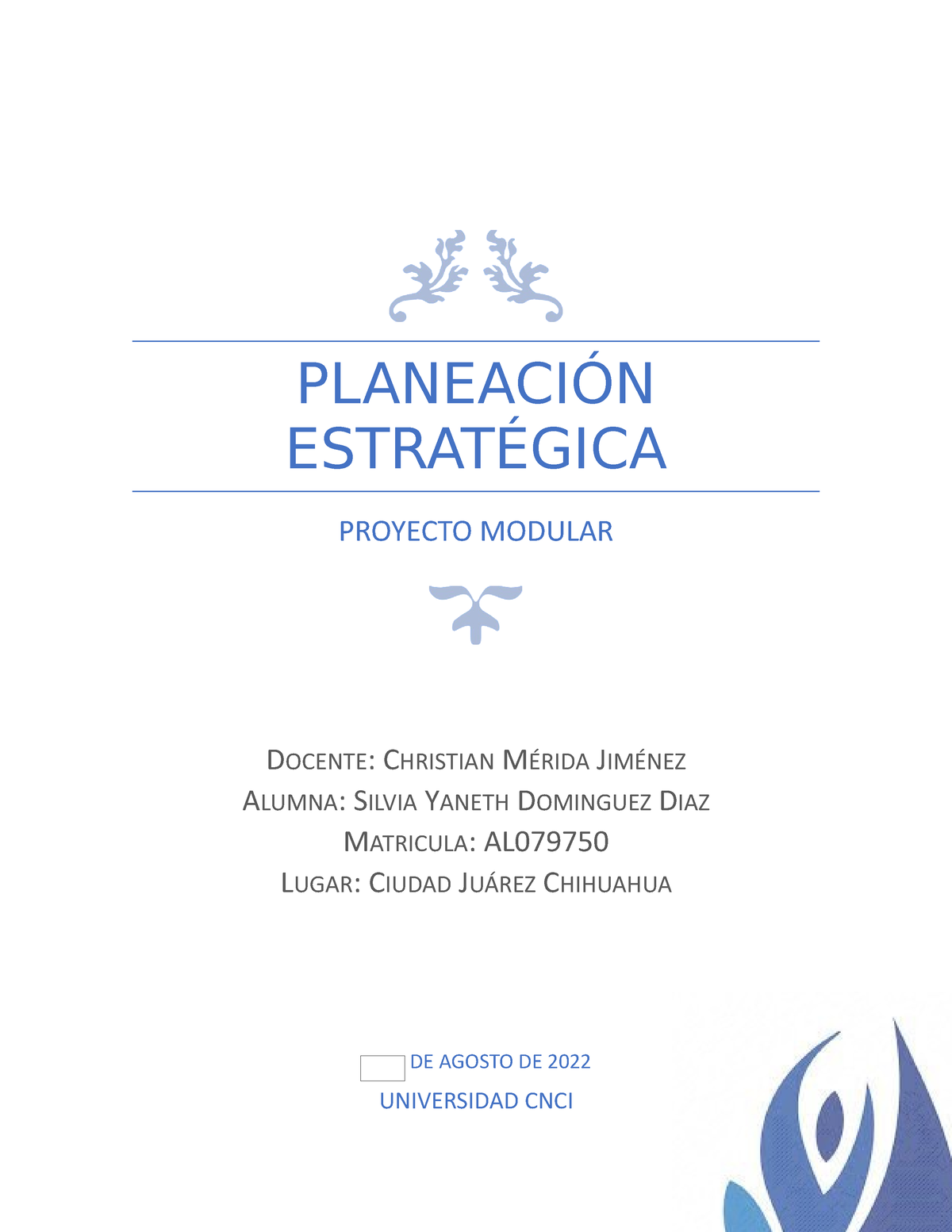 Proyecto Modular Planeasion Estrategica 01 09 22 - PLANEACIÓN ...