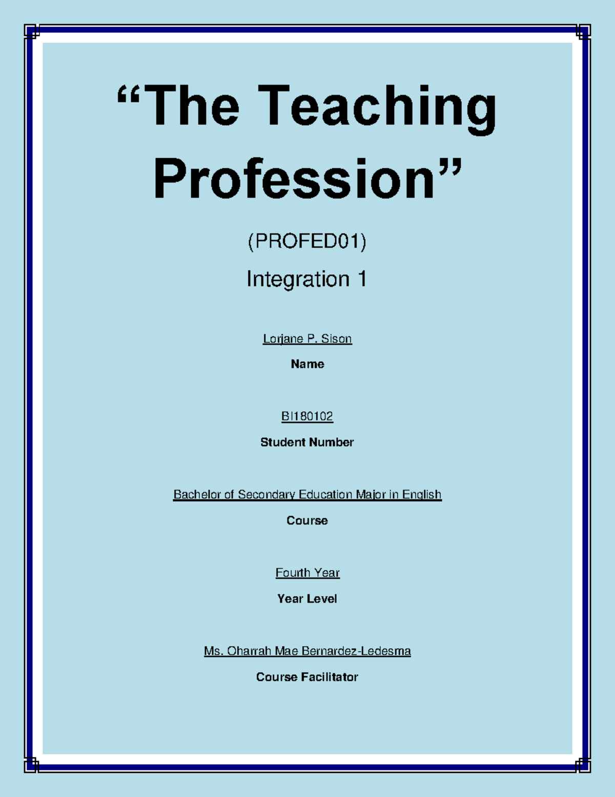 The Teaching Proffession Summary - “The Teaching Profession” (PROFED01 ...