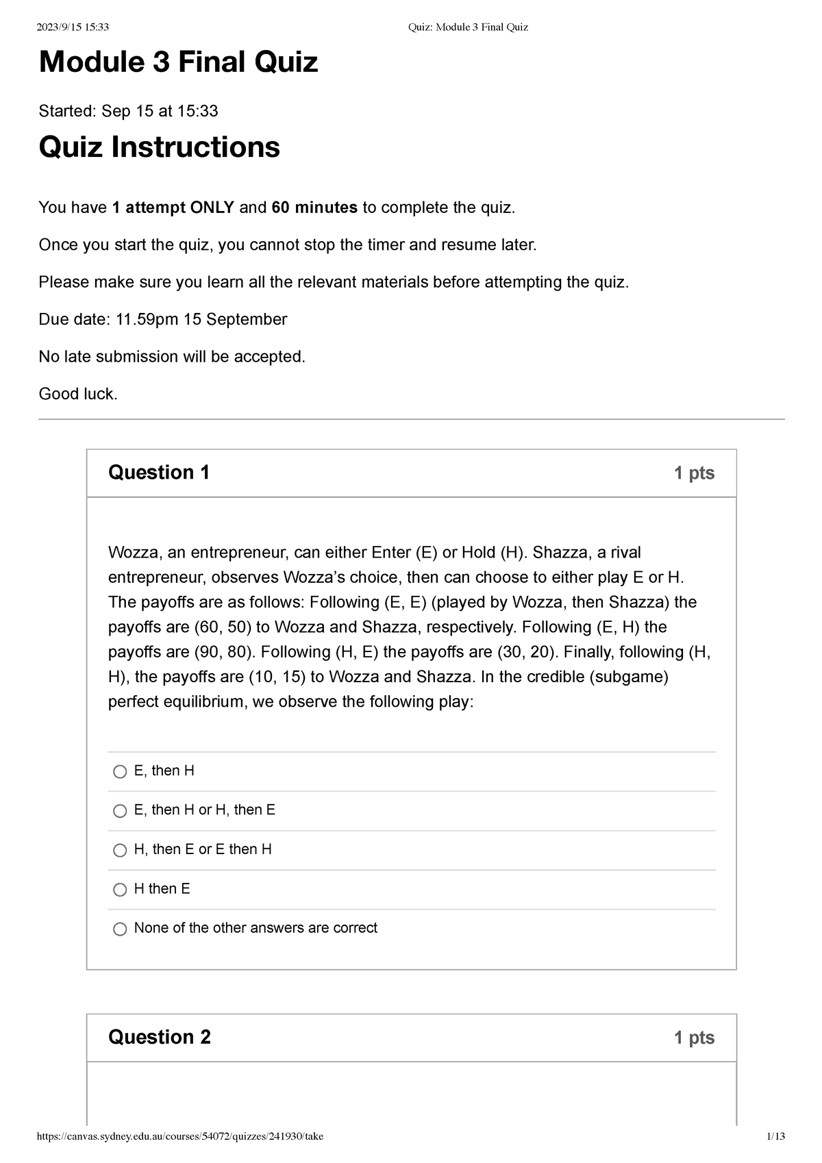 Quiz Module 3 Final Quiz - Module 3 Final Quiz Started: Sep 15 At 15 ...