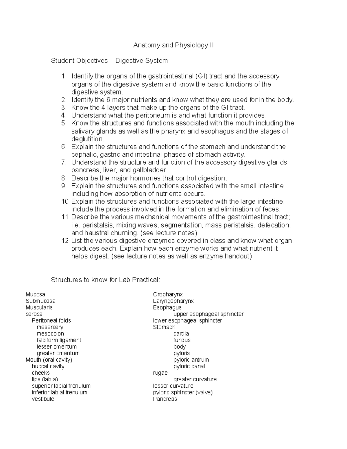 Digestive Practical List - Tagged - Anatomy and Physiology II Student ...