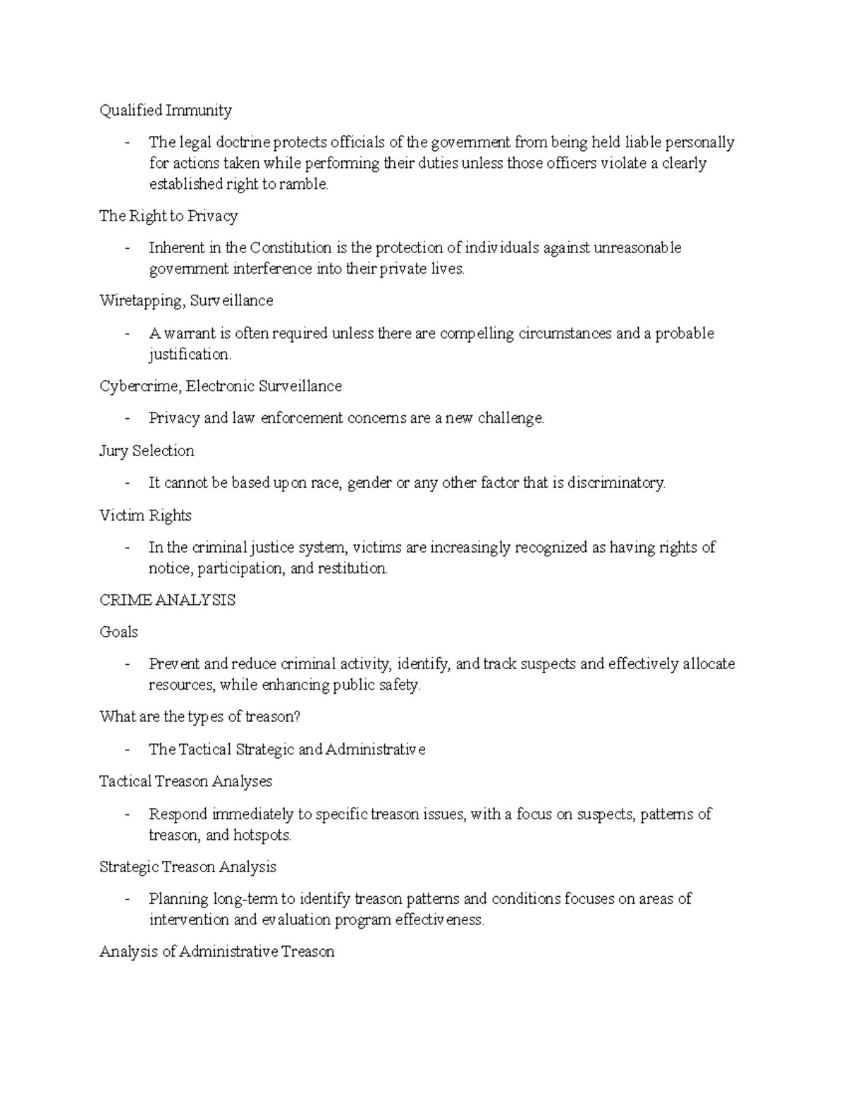 Intelligence Analysis notes 10 - Qualified Immunity - The legal ...