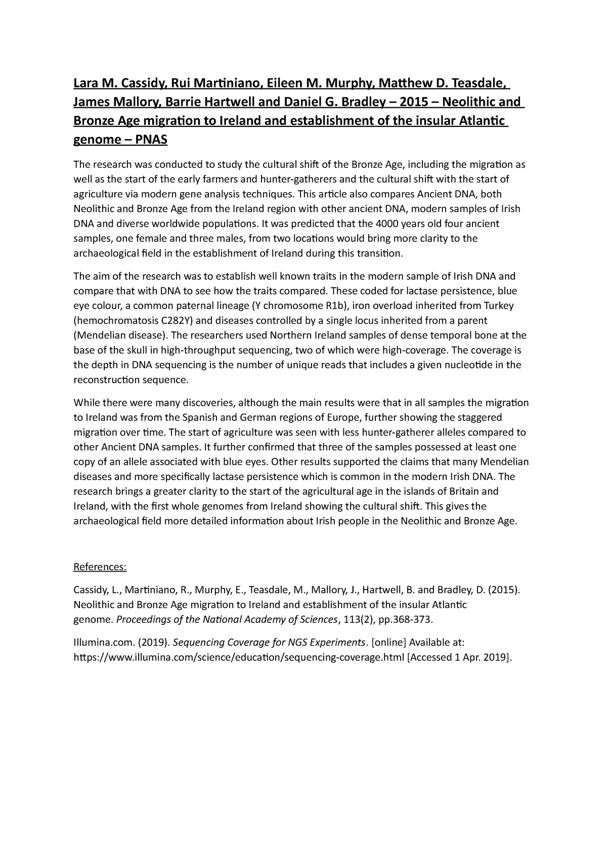 Sequencing Coverage for NGS Experiments