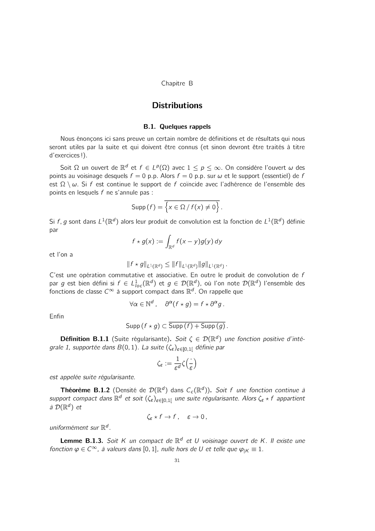 Chapitre B 2017-2018 - Chapitre B Distributions B. Quelques Rappels ...