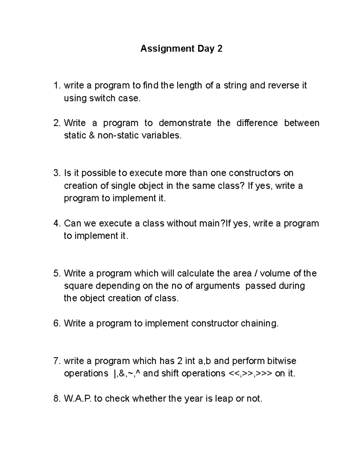 assignment of c language