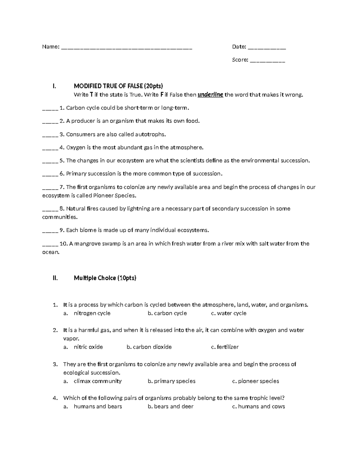 ENSCI MODULE 4-1 TO 6-3 Quiz - Name ...