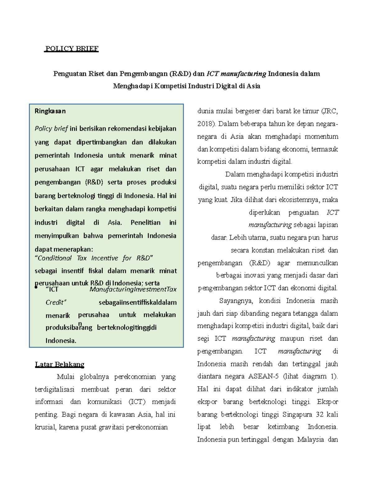 Penguatan Riset dan Pengembangan (Rn D) dan ICT manufacturing Indonesia ...