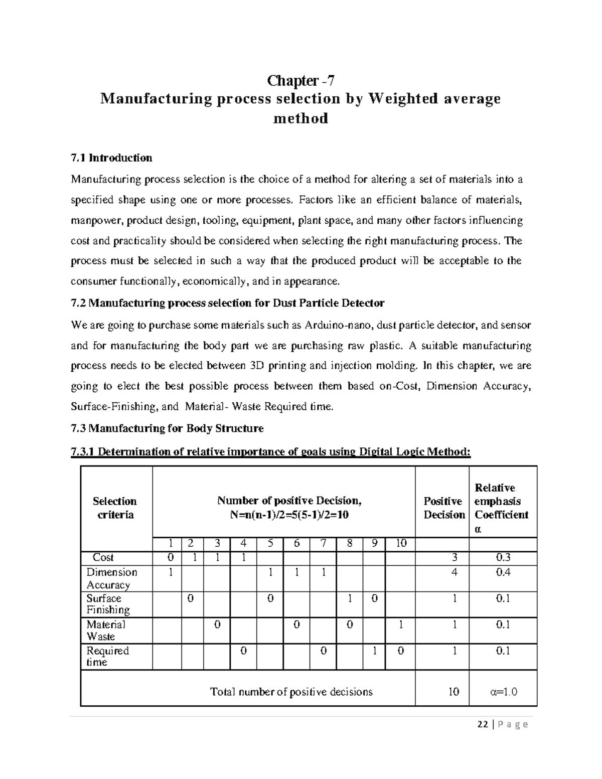 Chapter 07 - Manufacturing process selection by Weighted average method ...