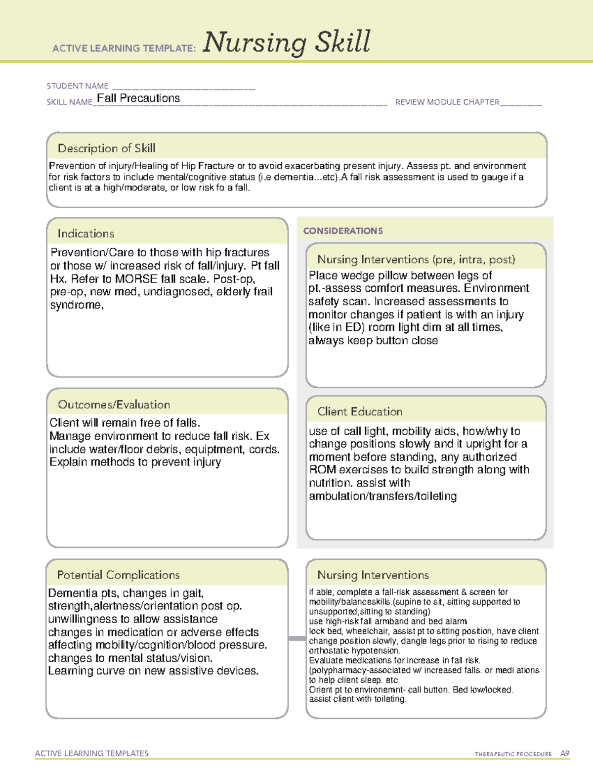 ALT SIM Fall Precautions - ACTIVE LEARNING TEMPLATES TherapeuTic ...