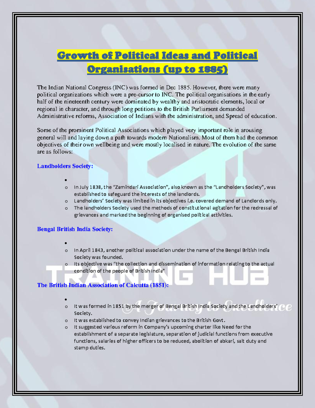 Growth of Political Ideas and Political Organisations - However, there ...