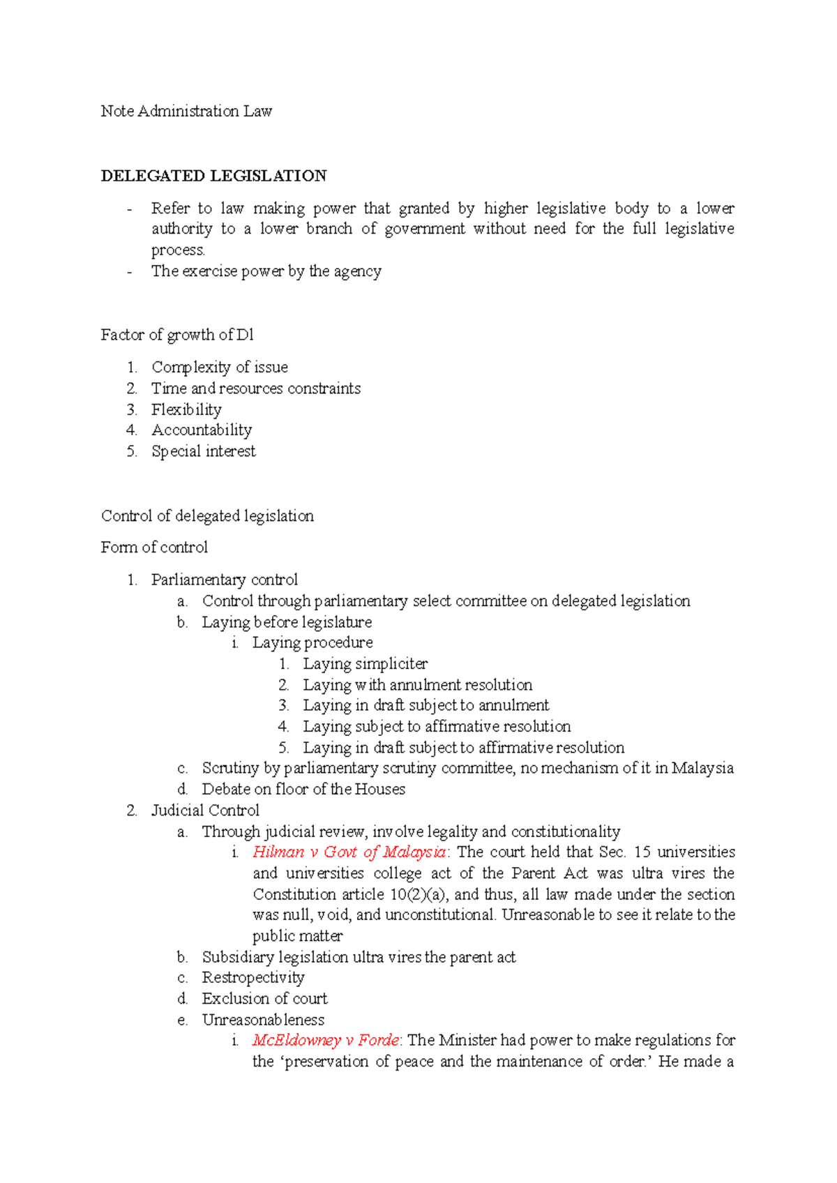 Note Administration Law - Note Administration Law DELEGATED LEGISLATION ...