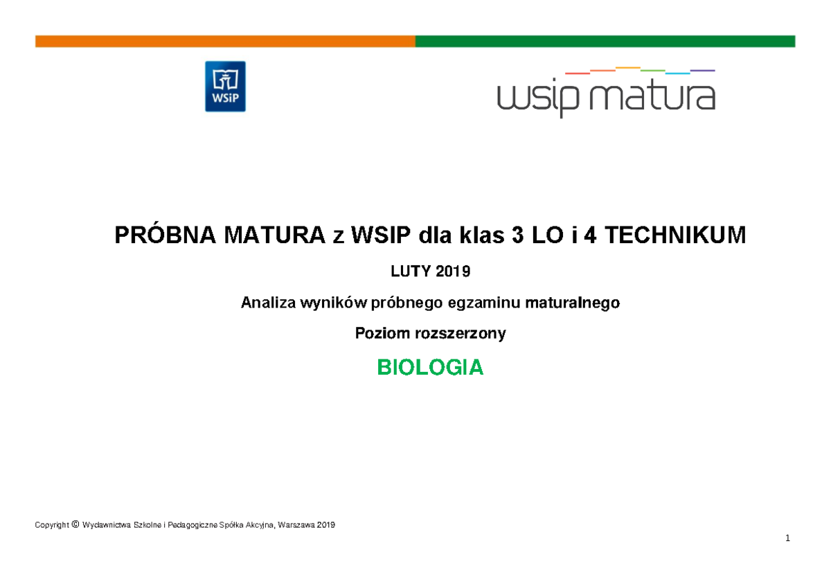 Raport Biologia 3PR LUTY 2019 - Copyright © Wydawnictwa Szkolne i