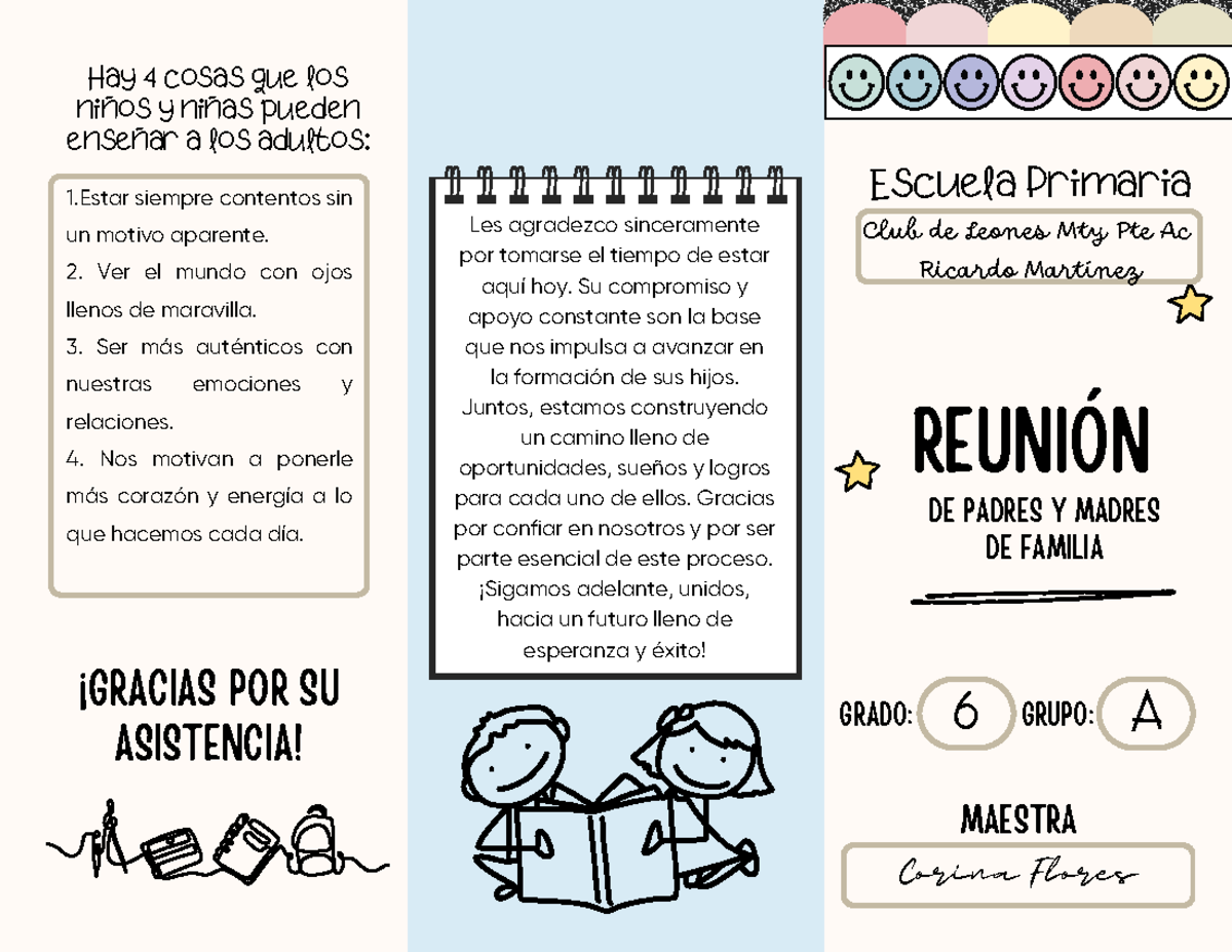 Copia de Copia de folleto padres de familia - GRUPO: Les agradezco ...