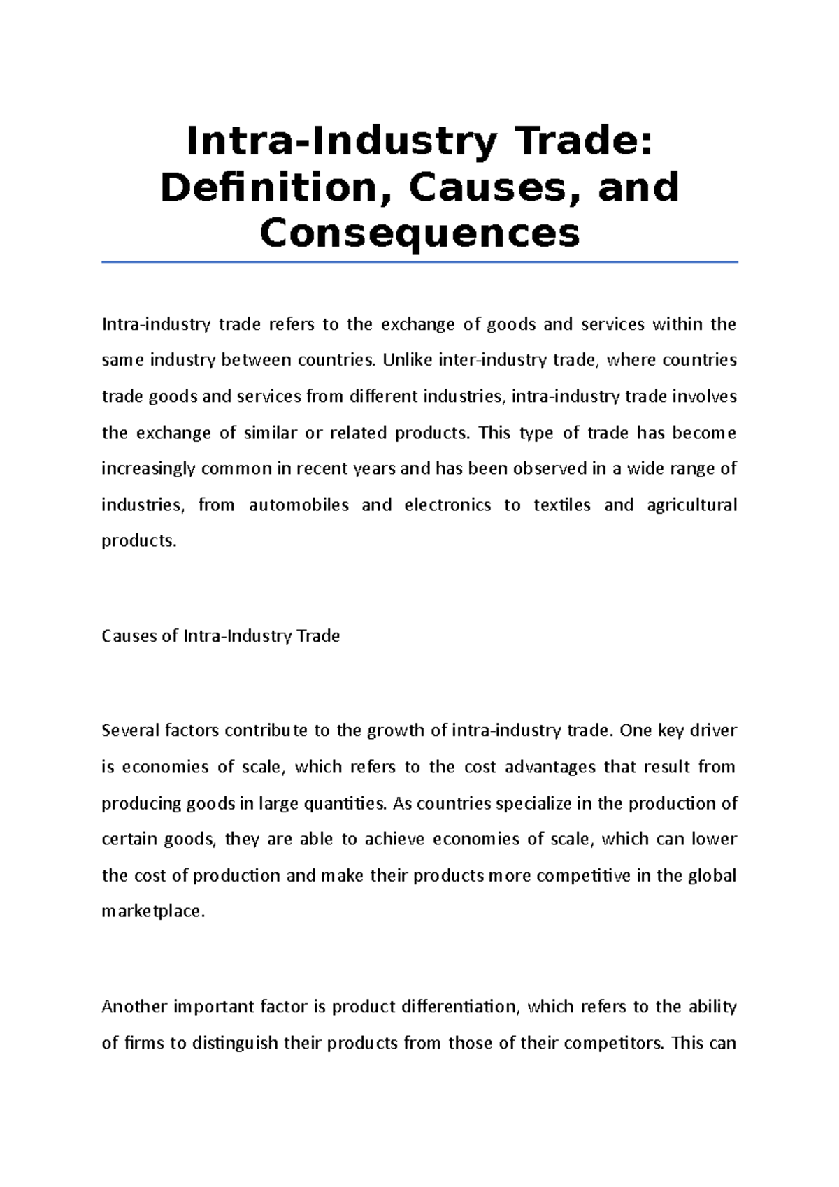 IntraIndustry Trade Definition, Causes, and Consequences Intra