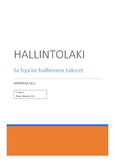 Hallintolaki ja hyvän hallinnon takeet - Mäenpää 2016 (summary Haljua 14 tenttiin kuuluvista osuuksista)