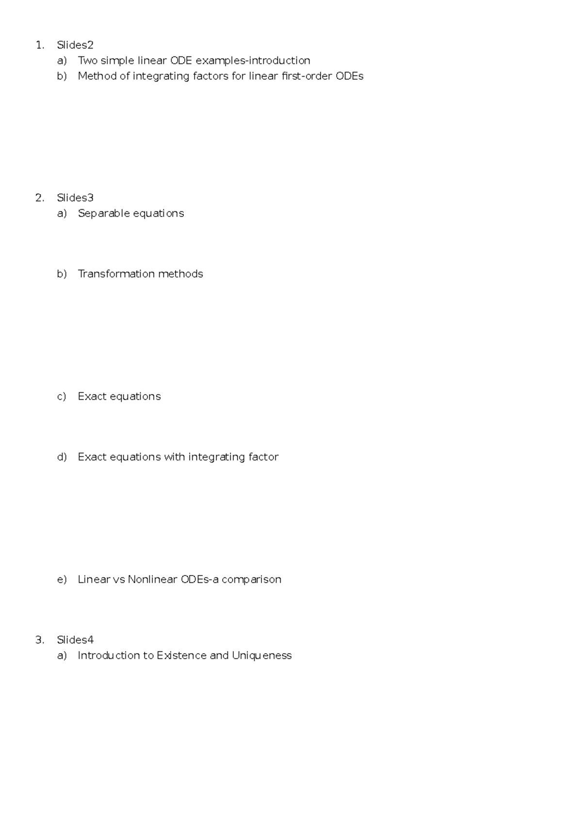 Midterm Formula Slides a) Two simple linear ODE examplesintroduction