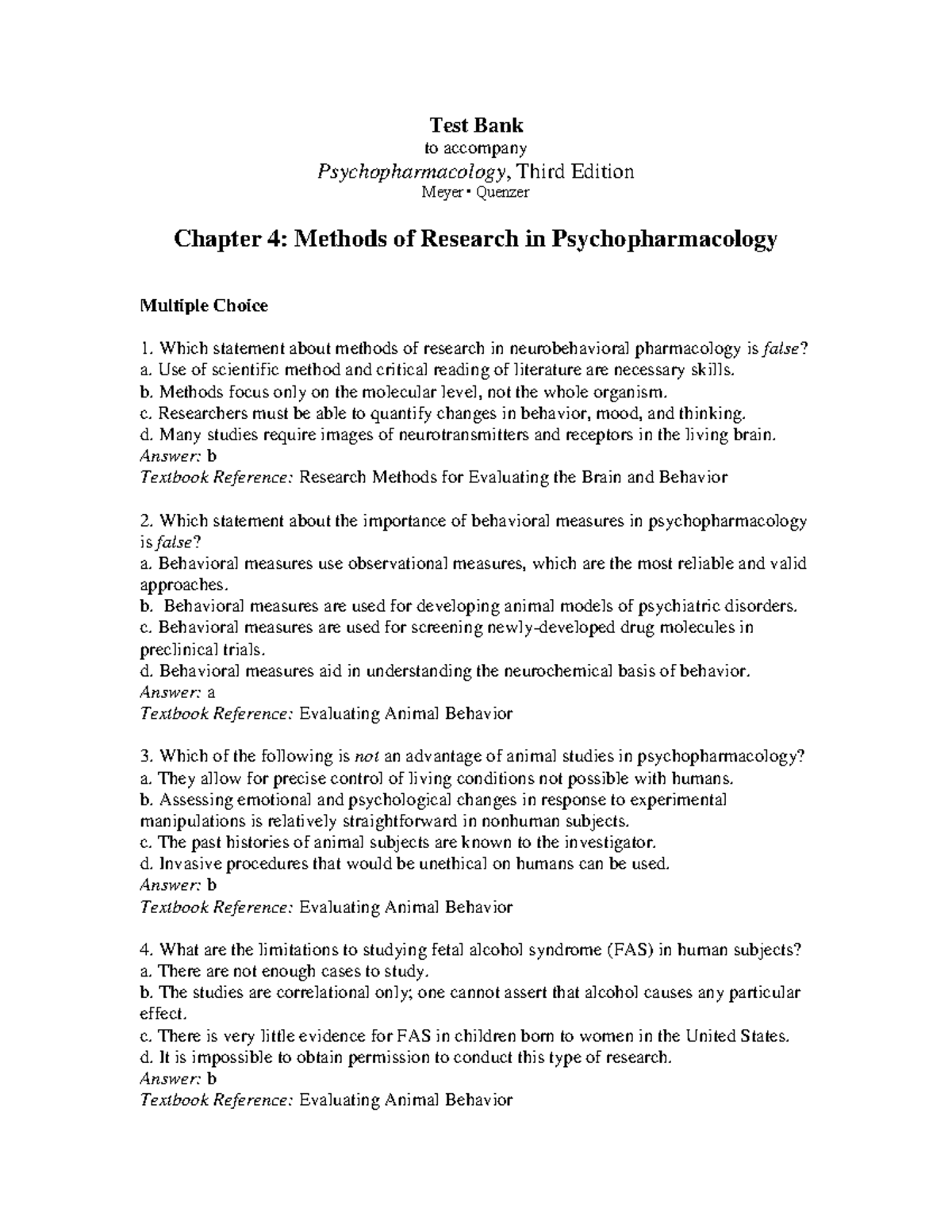 Ch4,5,6,7 TBs + notes psyc3030 - Test Bank to accompany ...