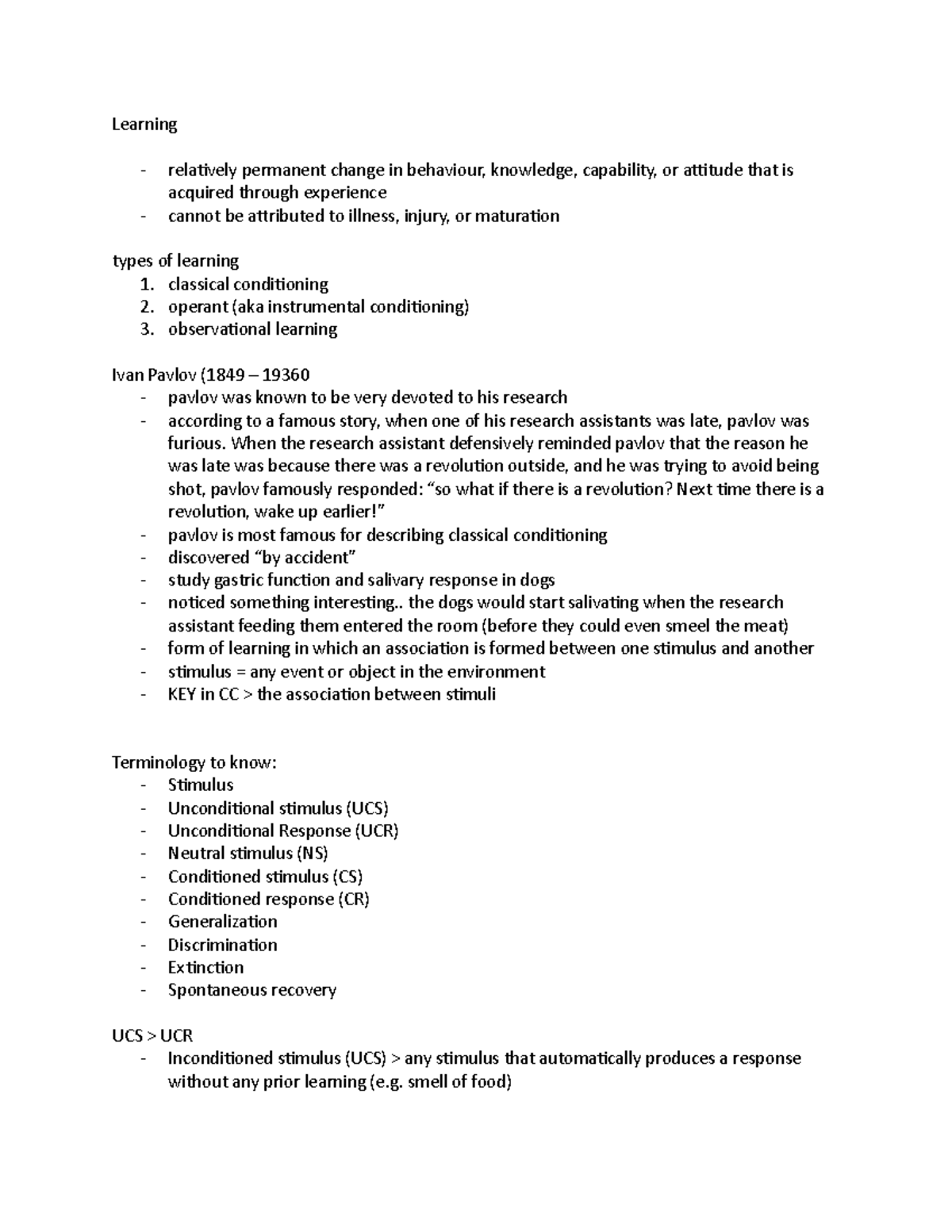 Module 5-Learning - Lecture notes 5 - Learning relaively permanent ...