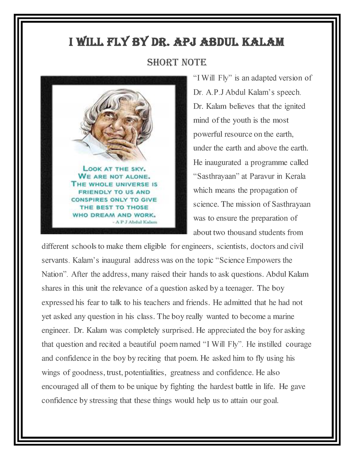 notes-on-i-will-fly-1-i-will-fly-by-dr-apj-abdul-kalam-short-note