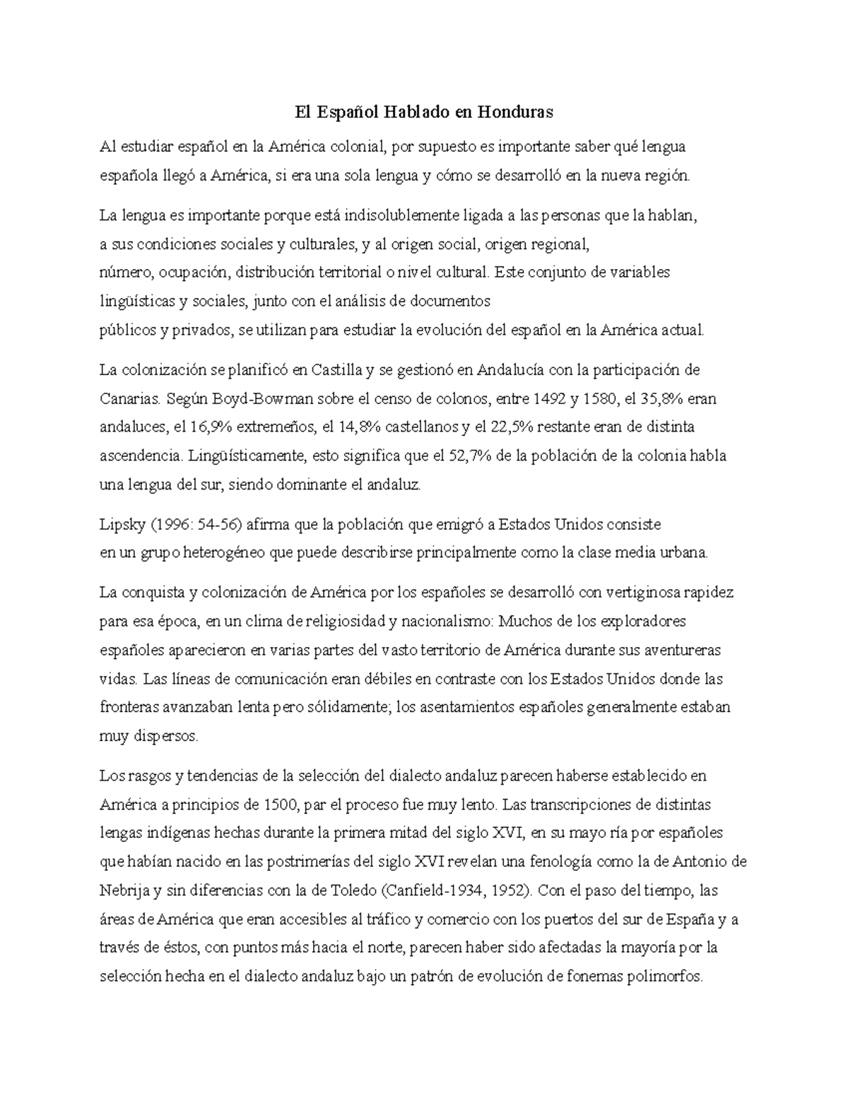 El Español Hablado en Honduras - El Español Hablado en Honduras Al ...