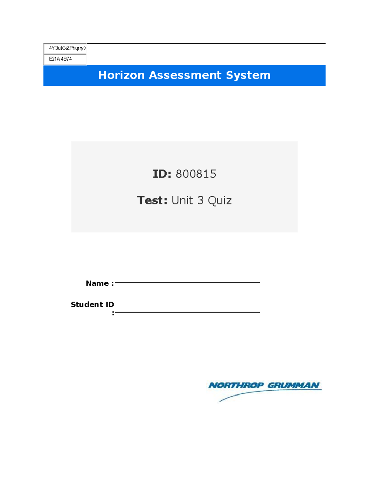 Math 7 Unit 3 Quiz - eeeeeeeeeeeee - Horizon Assessment System ID ...