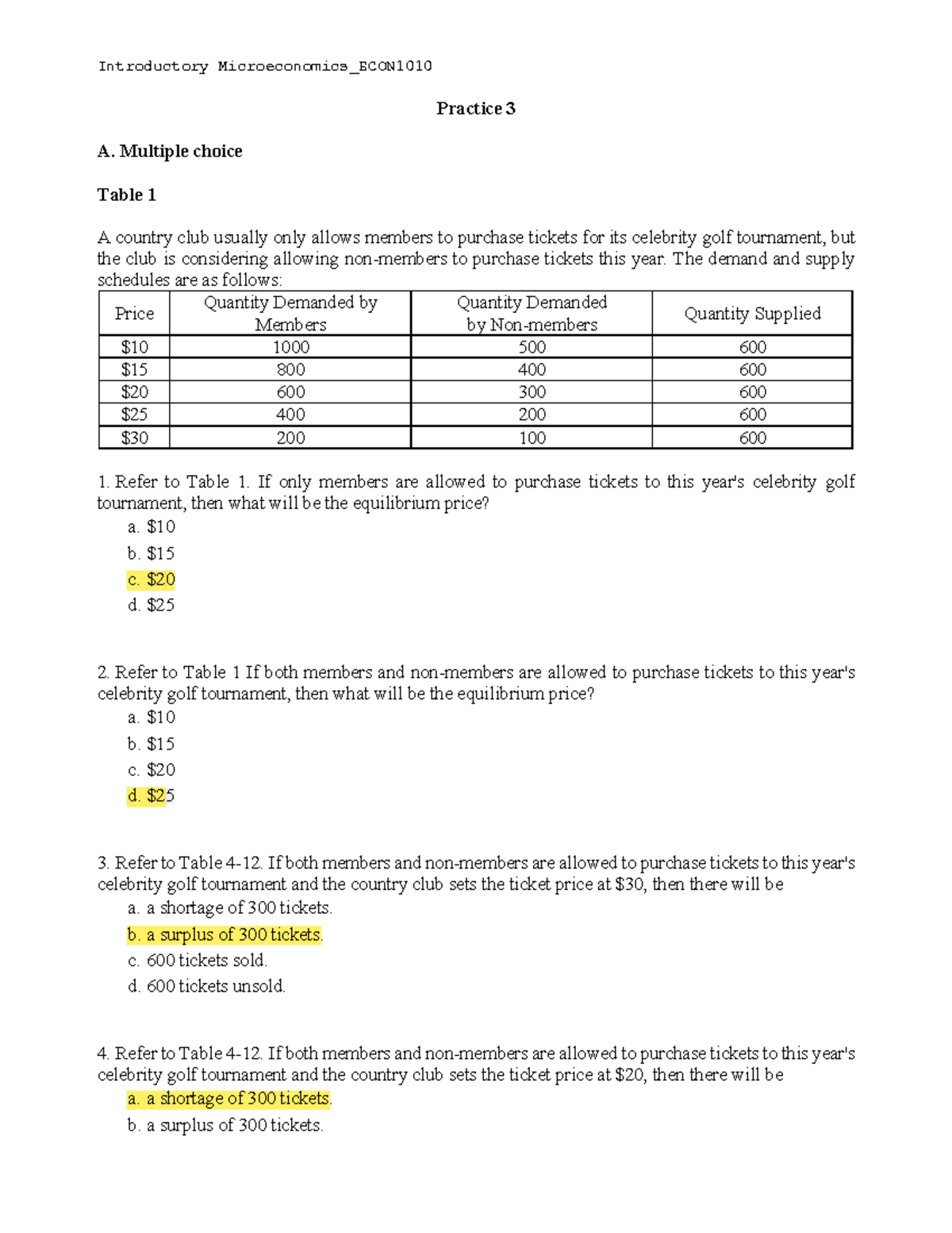 Practice-3 ECON1010 - Introductory Microeconomics_ECON Practice 3 A ...