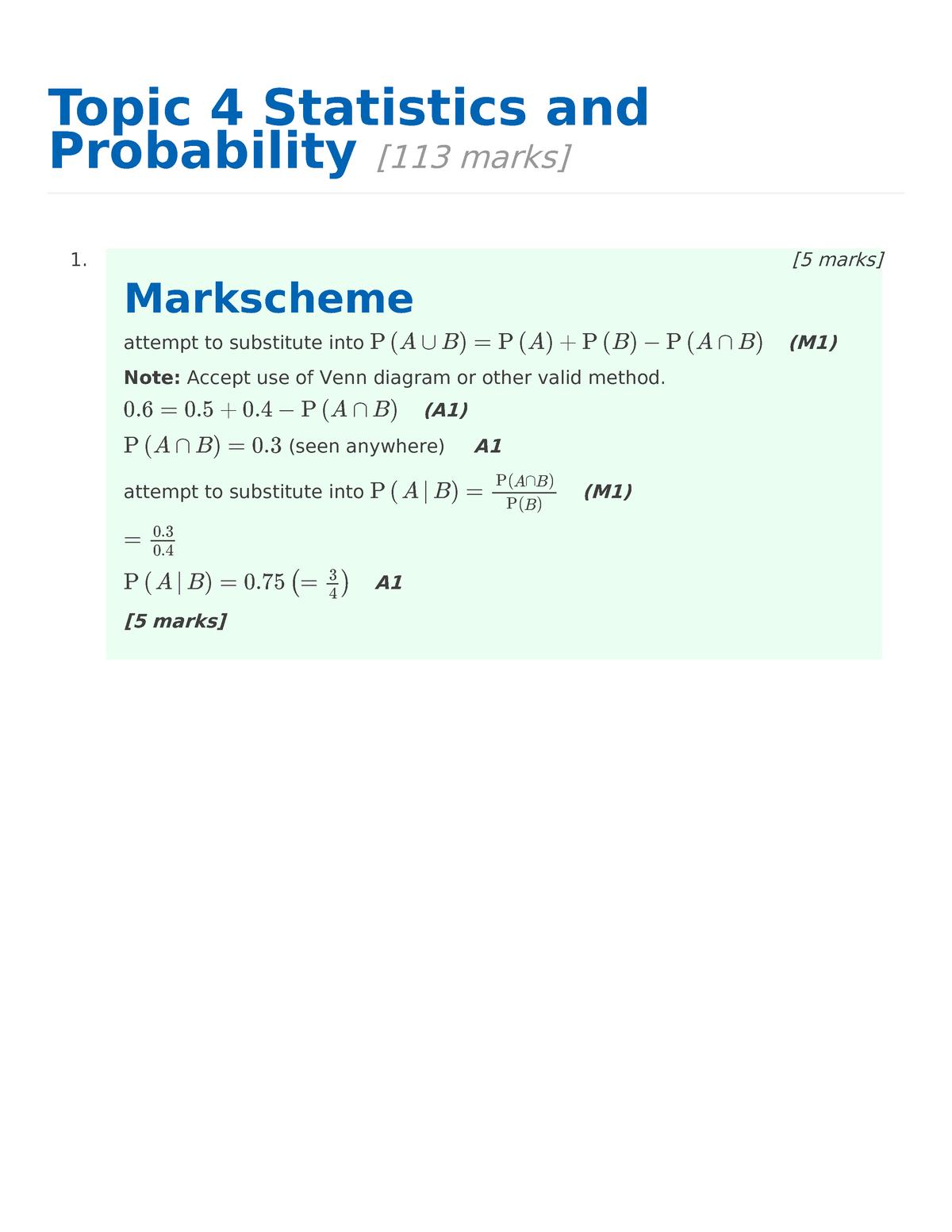 Topic 4 Statistics And Probability Solutions - Topic 4 Statistics And ...