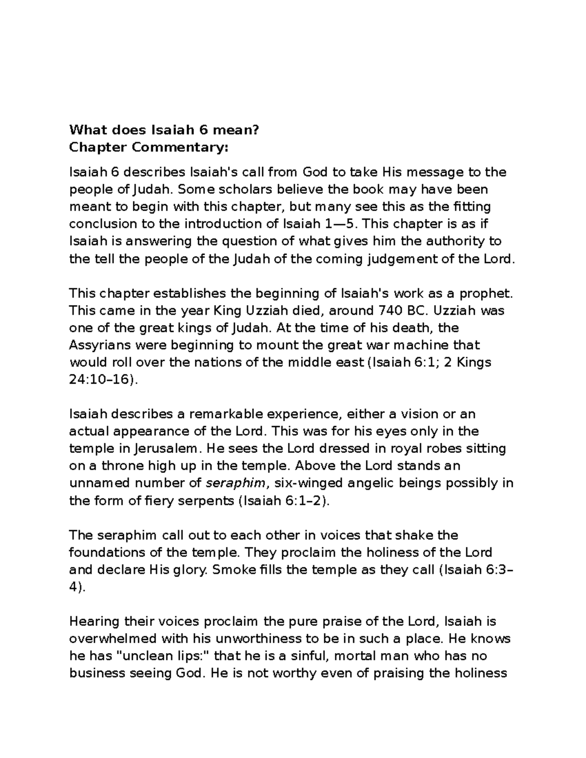 Isaiah 6 - Summary African langauges - What does Isaiah 6 mean? Chapter ...