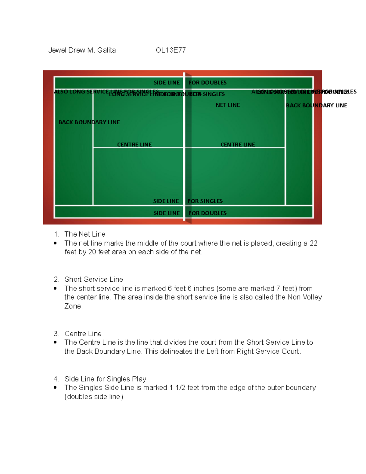 Activity 6 Galita OL13E77 - 1. The Net Line The net line marks the ...