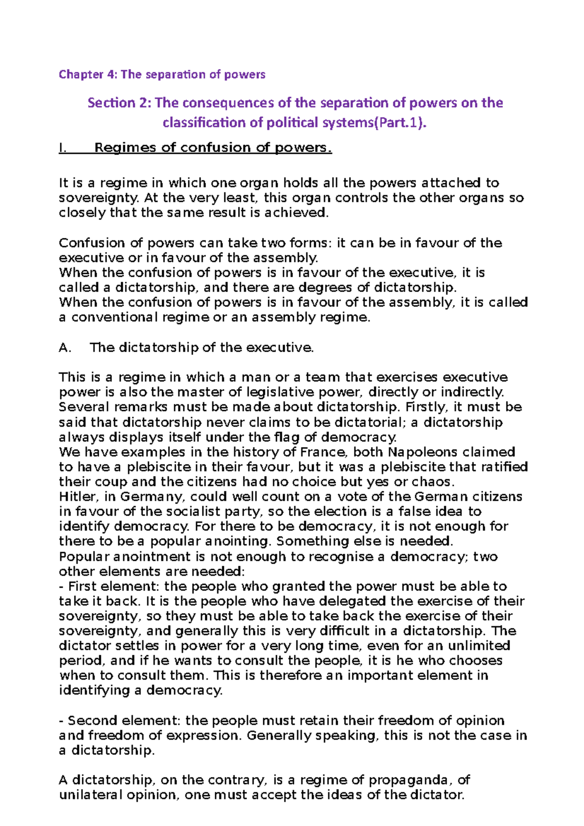 Chapter 4 Section 2 Part.1 - Chapter 4: The separation of powers ...