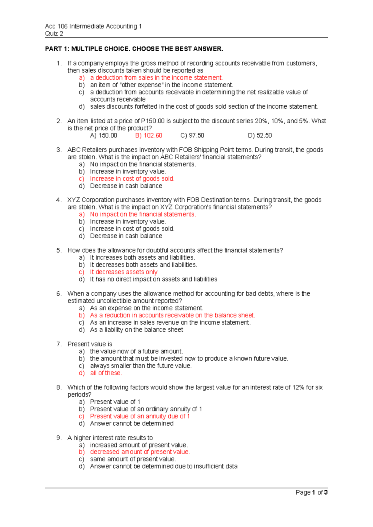 Acc 106 P1 Q2 SY2425 - ACC - Acc 106 Intermediate Accounting 1 Quiz 2 ...