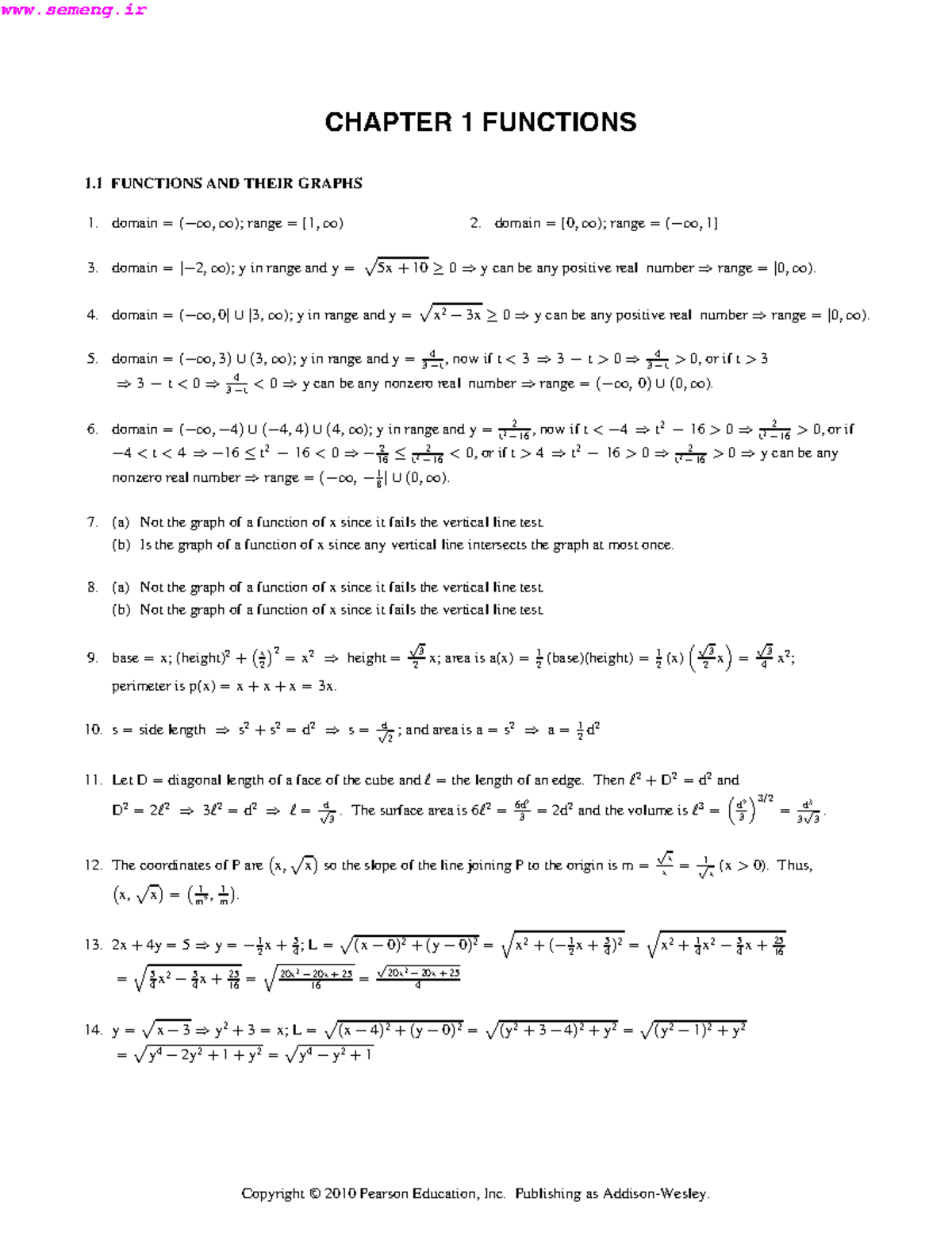 Calculus CH1 solution - 學習資源 - CHAPTER 1 FUNCTIONS 1 FUNCTIONS AND ...