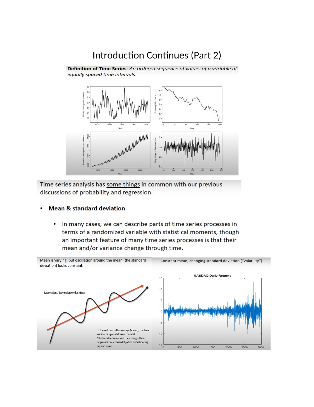 Introduction Continues - What is a Cyclic Time Series? These are time ...