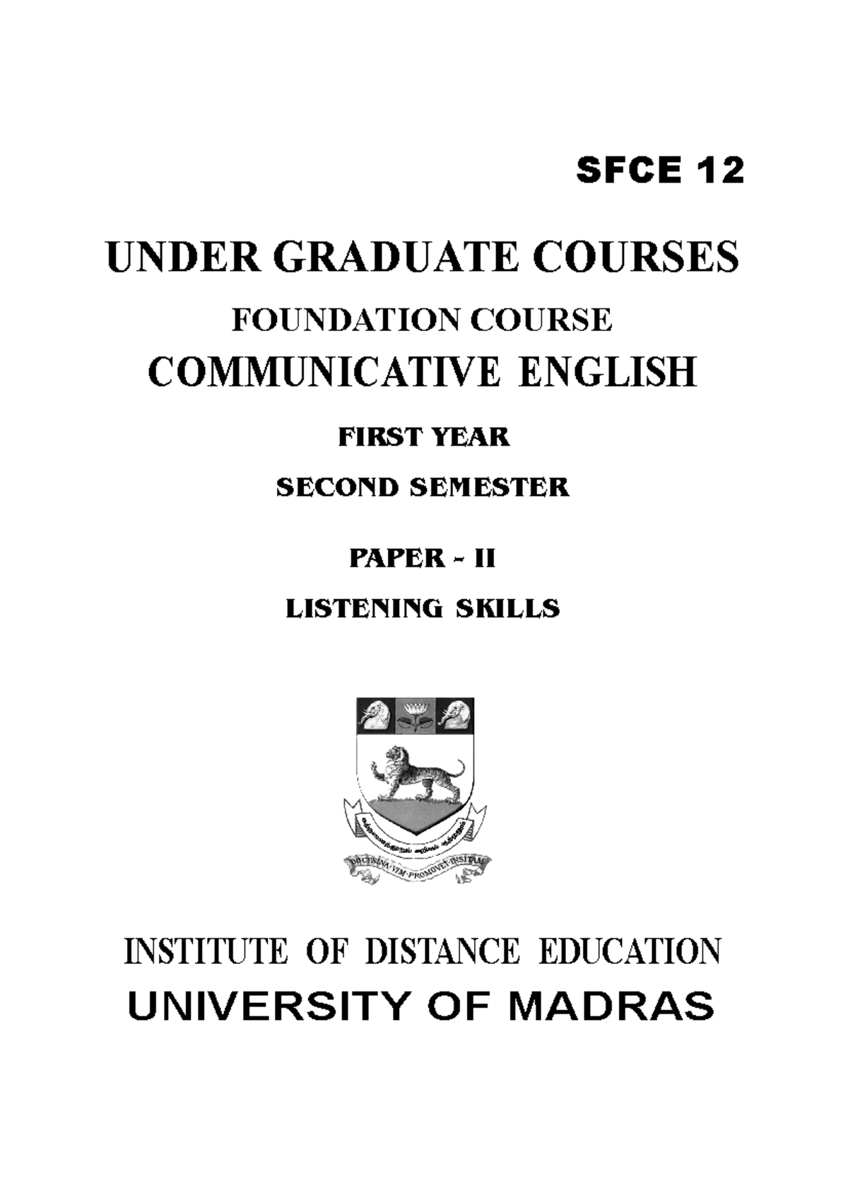 Communicative English-2 - FIRST YEAR SECOND SEMESTER UNDER GRADUATE ...