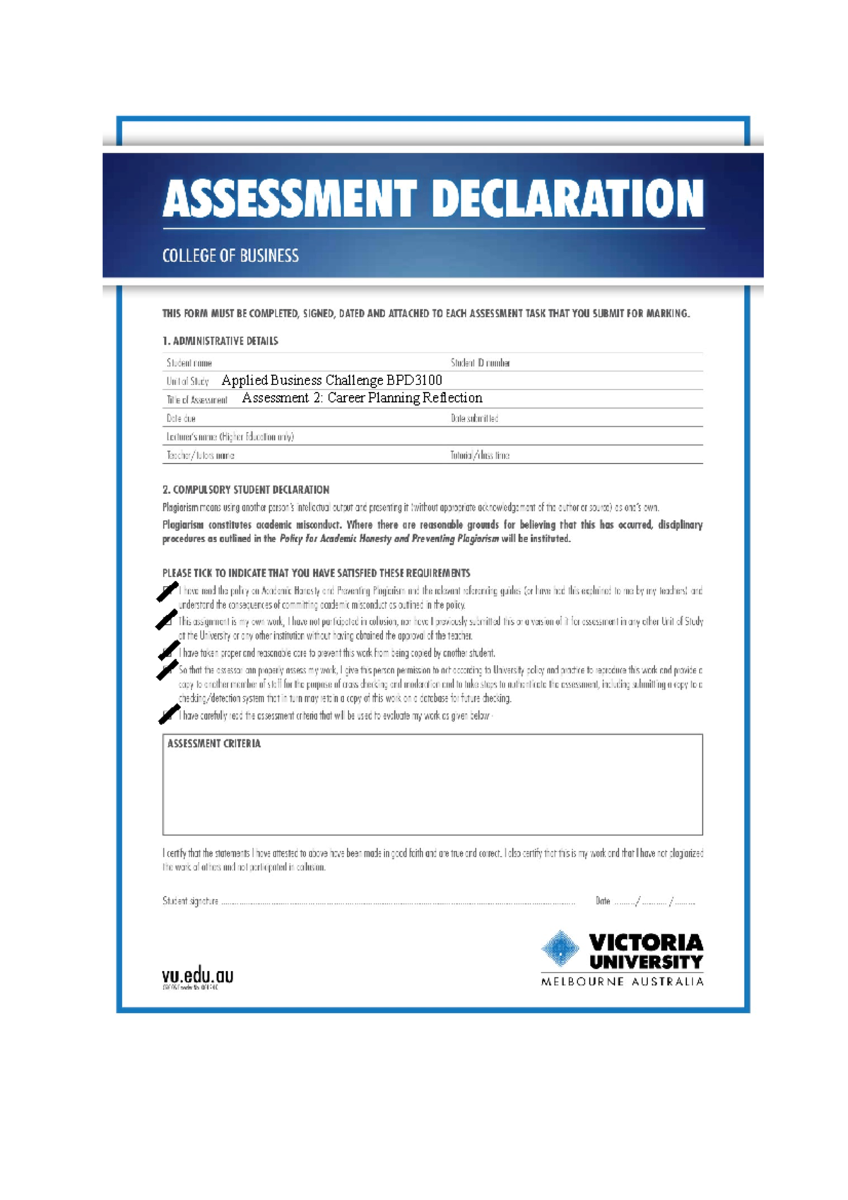 Assignment 2 Career Planning Reflection Assessment 2 Career Planning