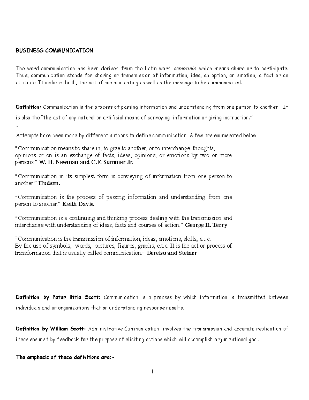 Business Communicatio introduction - BUSINESS COMMUNICATION The word ...