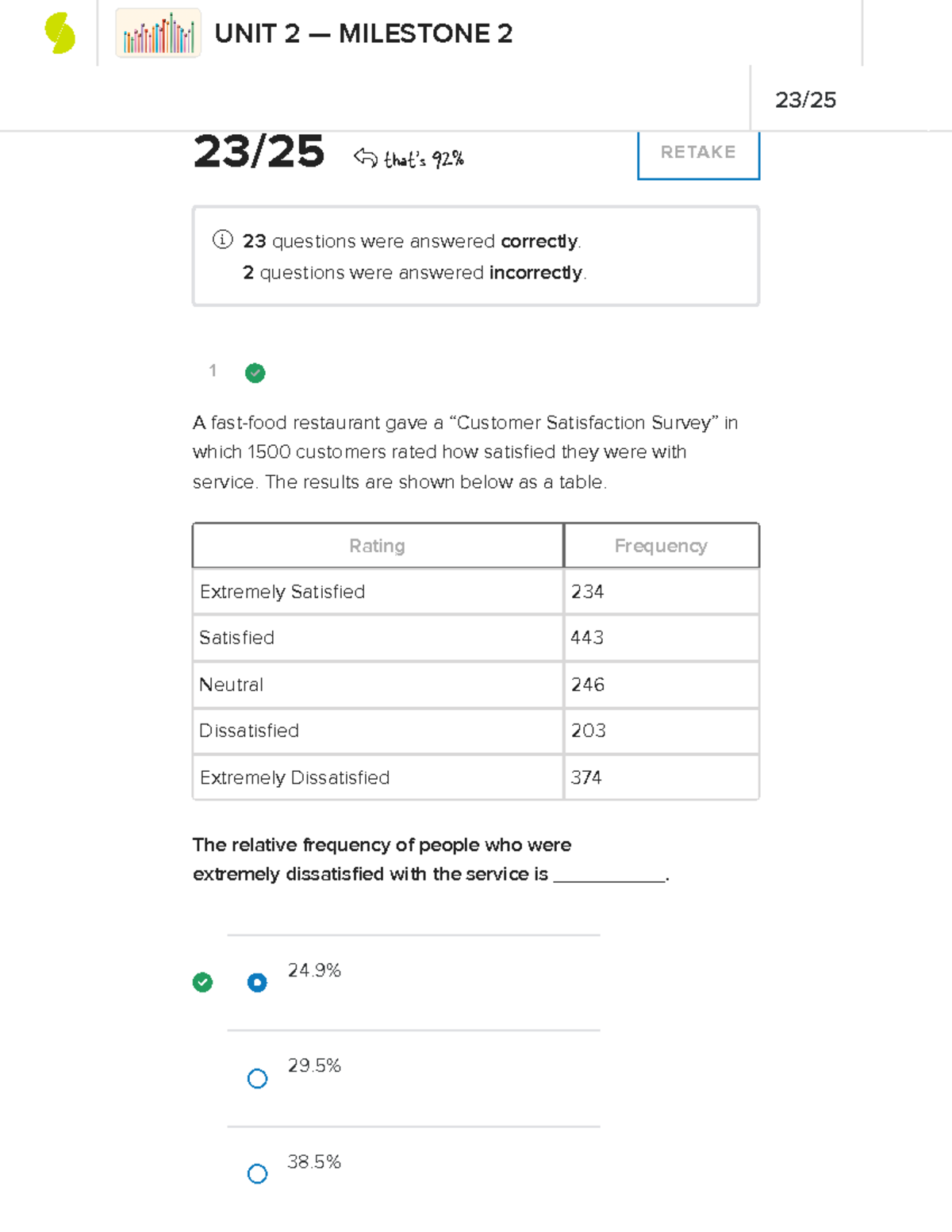 Test 2 - test 2 - 1 23 / 25 that's 92% RETAKE 23 questions were ...