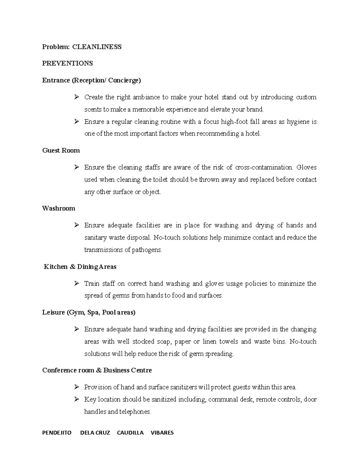 Opening A Hotel Business Plan Pt 3 Problem CLEANLINESS 