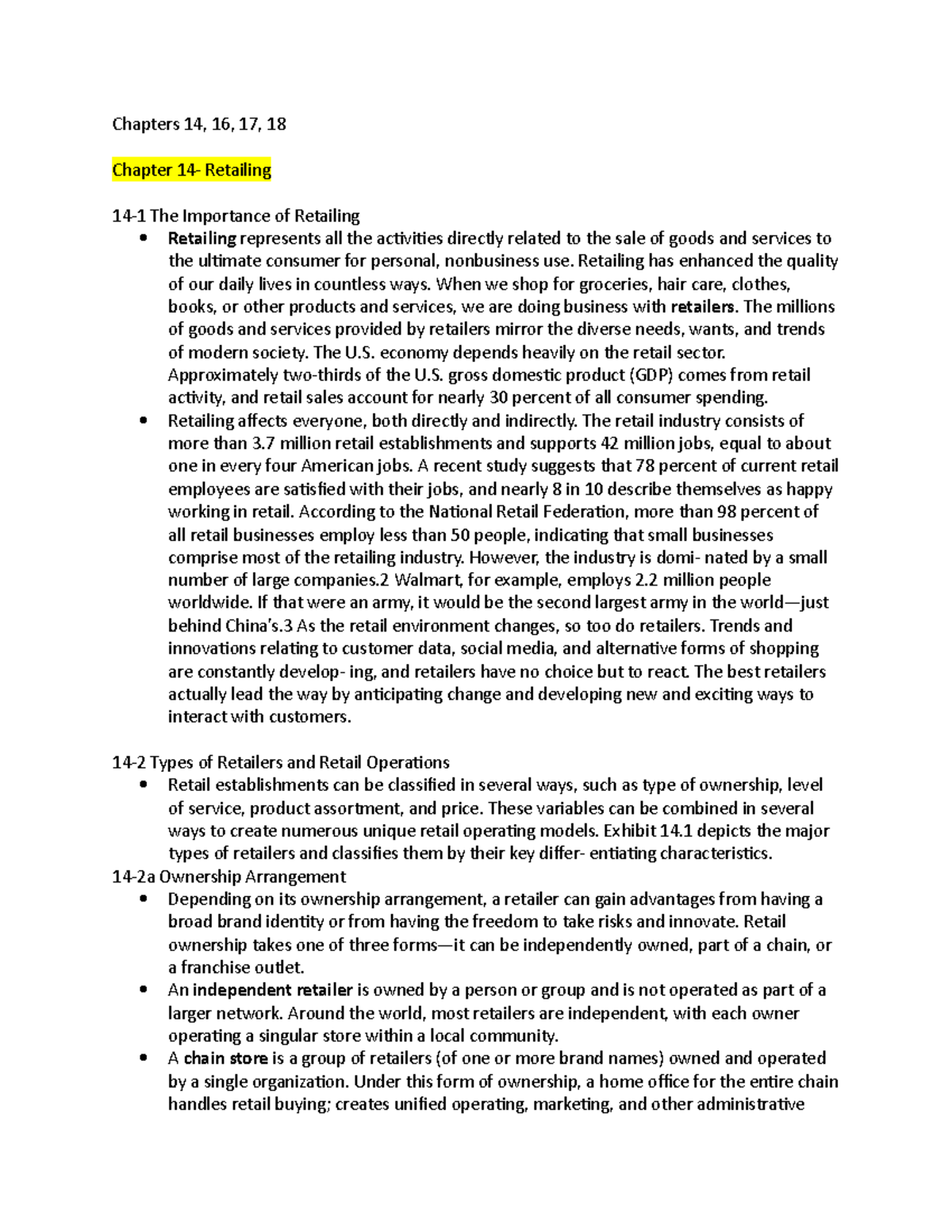 Book Notes Test #4 - Summary MKTG - MKTG - Chapters 14, 16, 17, 18 ...