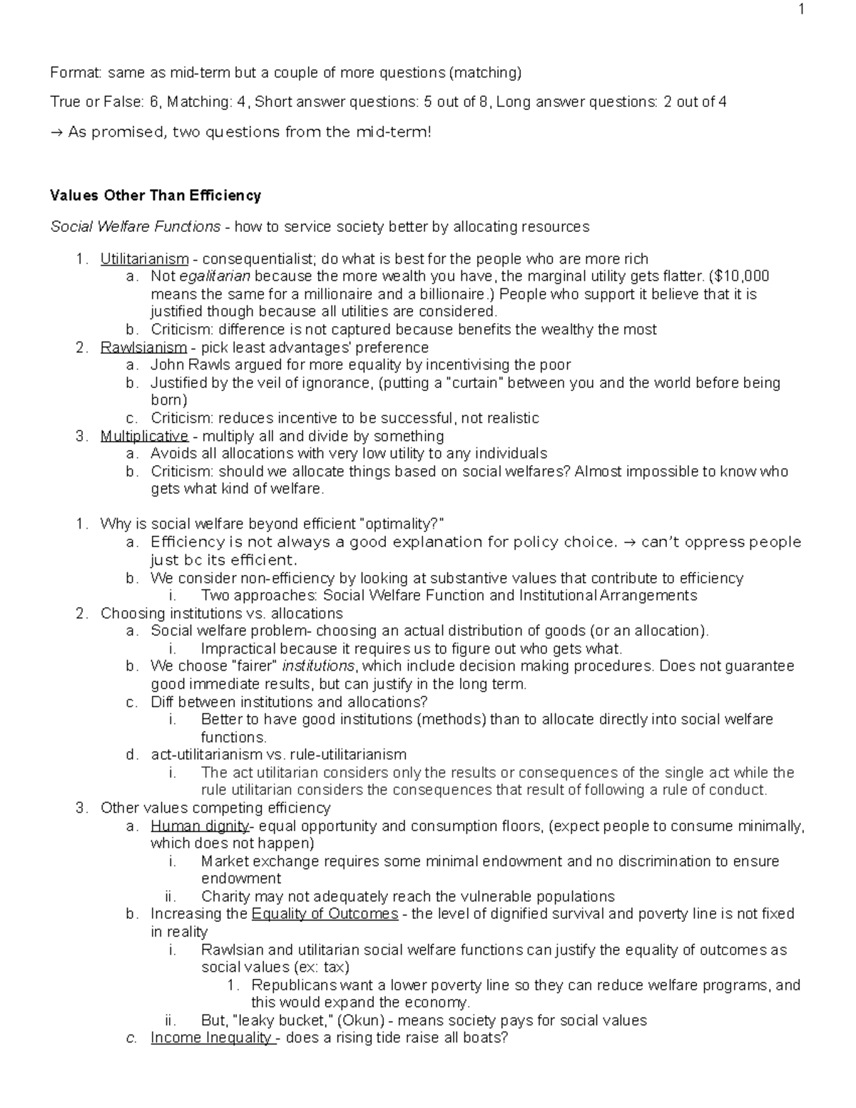 Final Study Guide - Format: same as mid-term but a couple of more ...