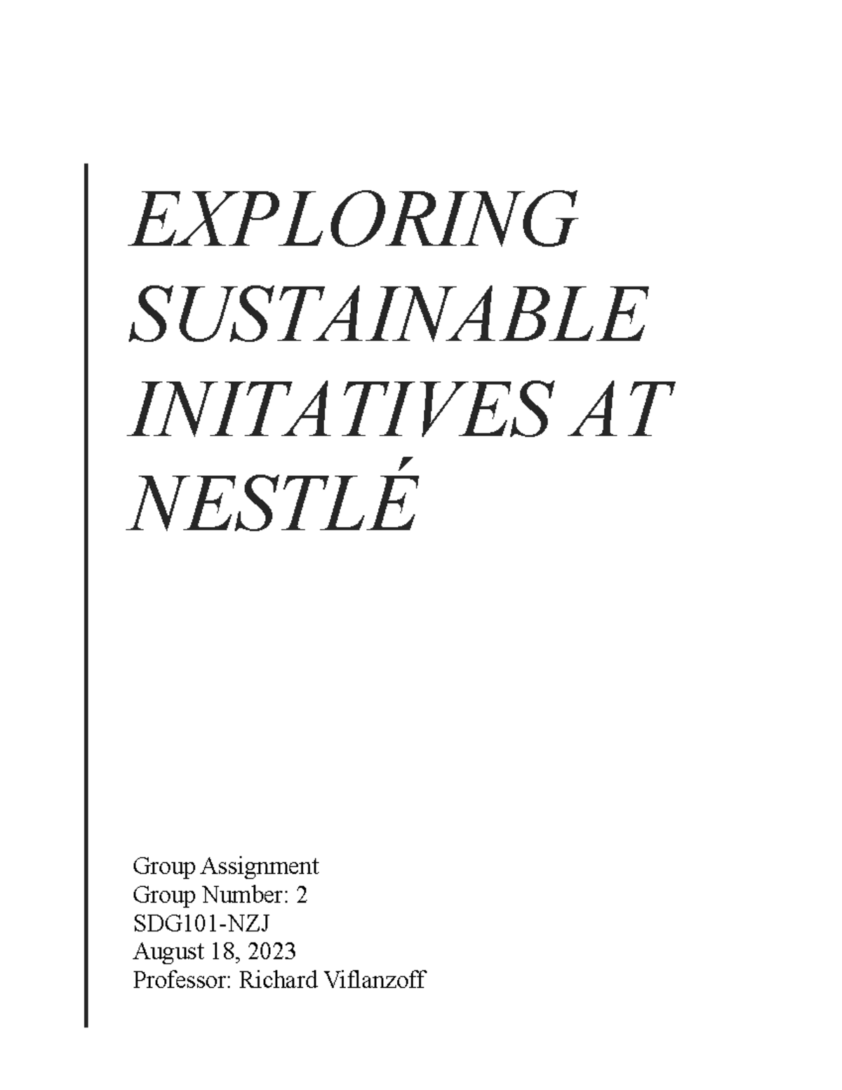 fin358 group assignment nestle