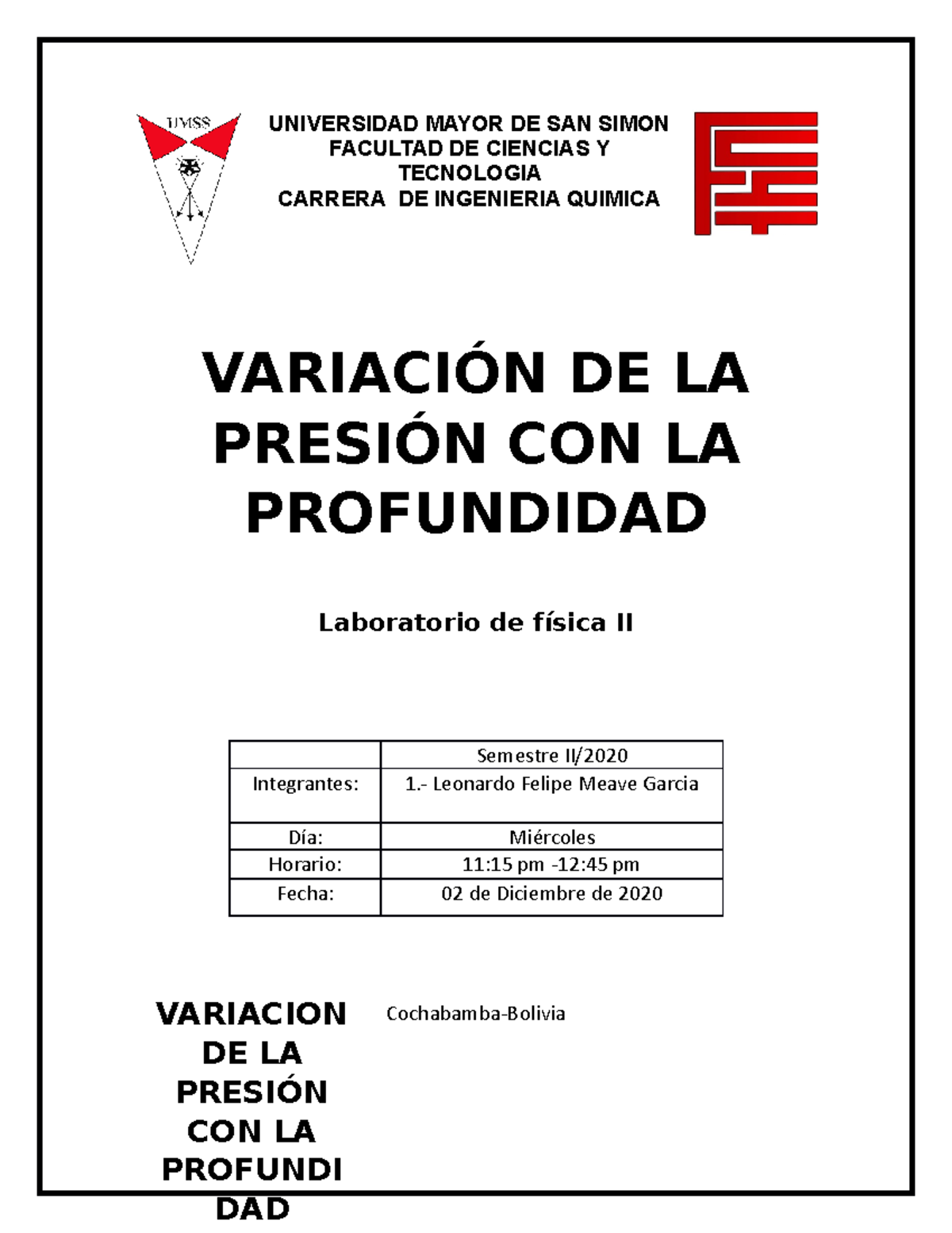 Variacion de presion con la profundidad