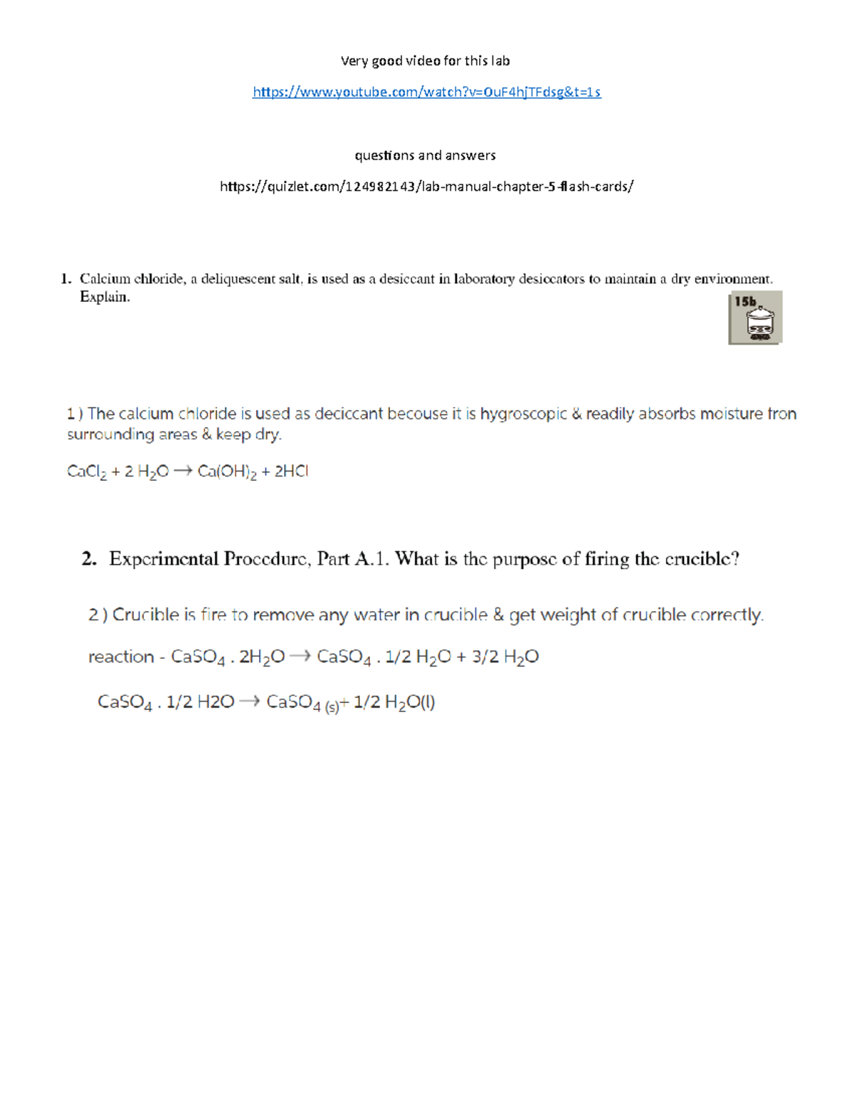 Prelap 5 - lab - Chemistry - Very good video for this lab htps:youtube ...